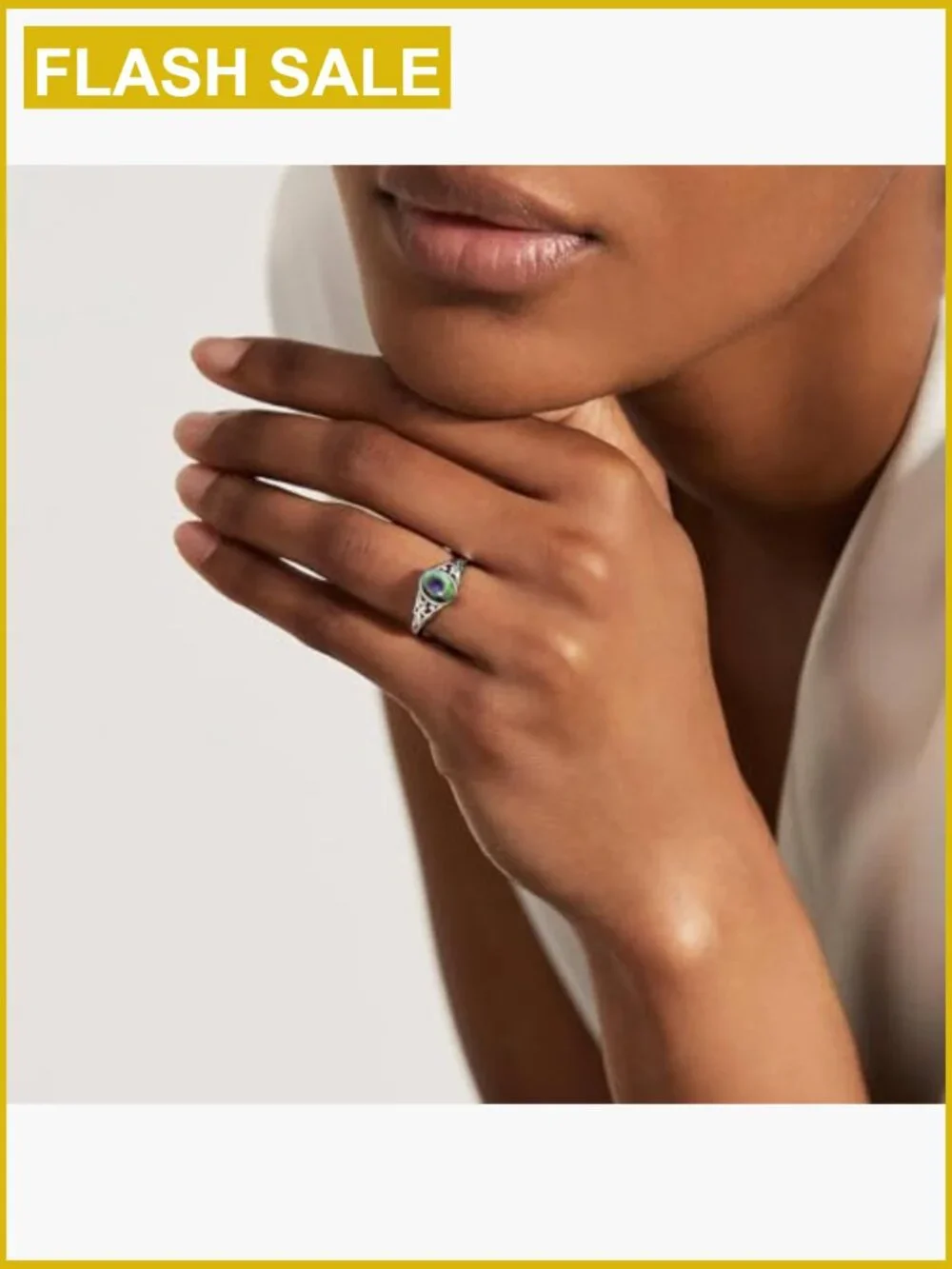 Vintage Oval Mood Stone Ring Sterling Silver 925 Color Changing Jewelry